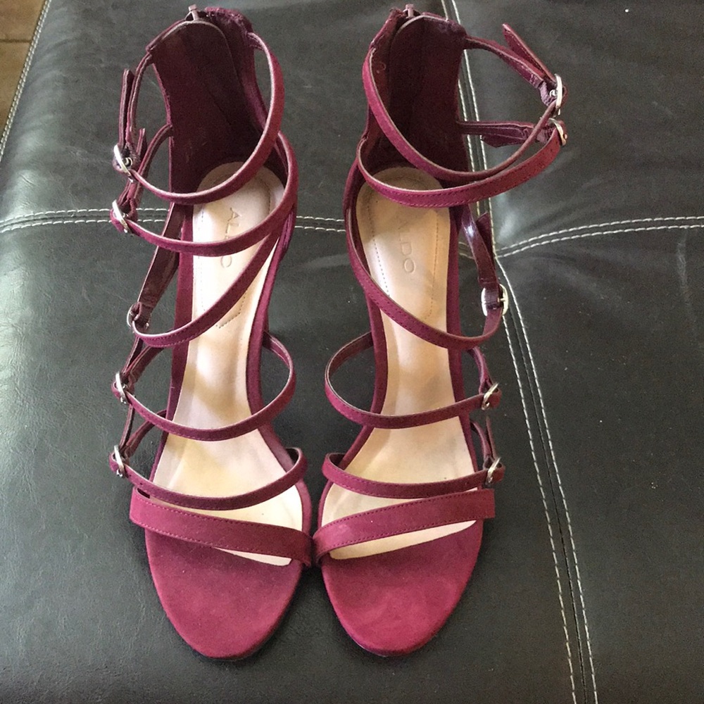 Burgundy strappy sandals